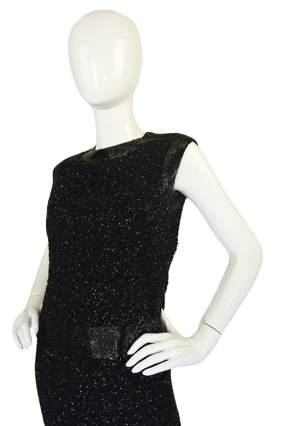 1950s Heavily Beaded Amelia Gray Dress