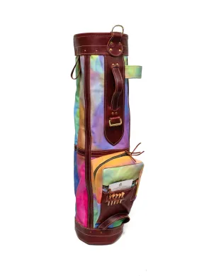 8" Tie Dye Golf Bag with Burgundy Leather