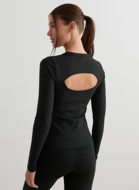 Black Sense Cutout Back Long Sleeve