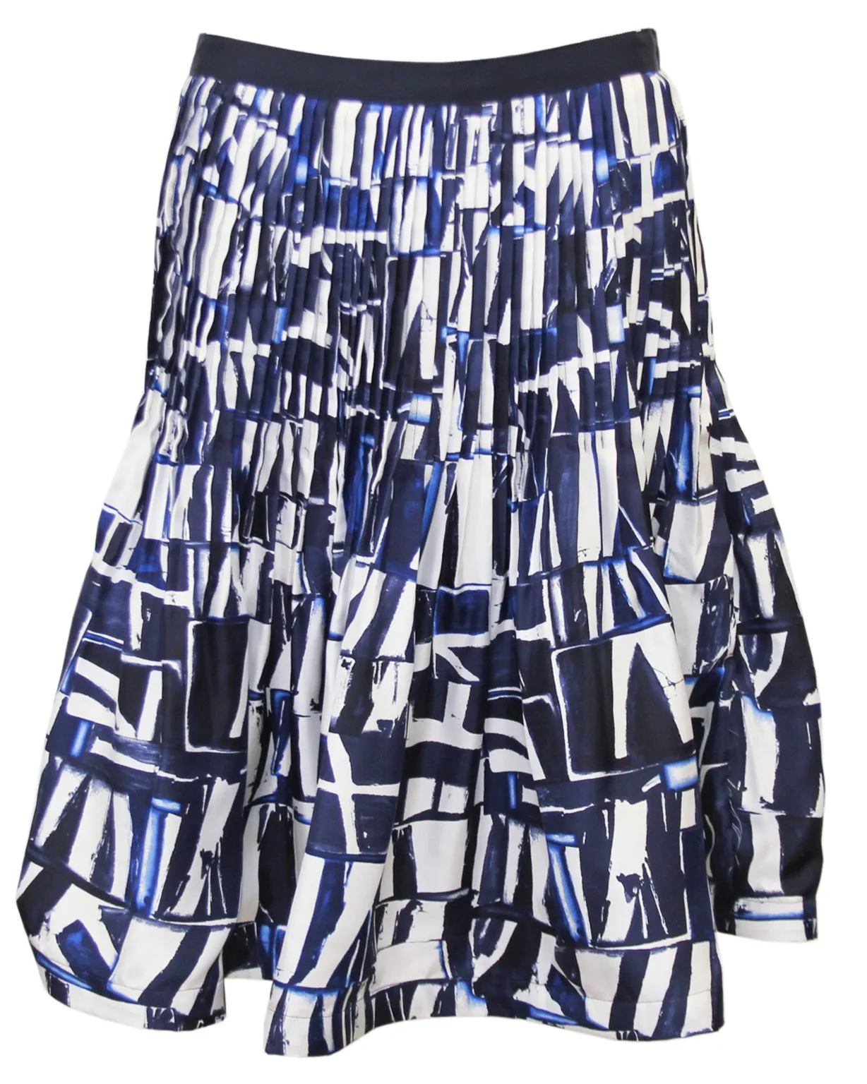 Blue Abstract Silk Skirt