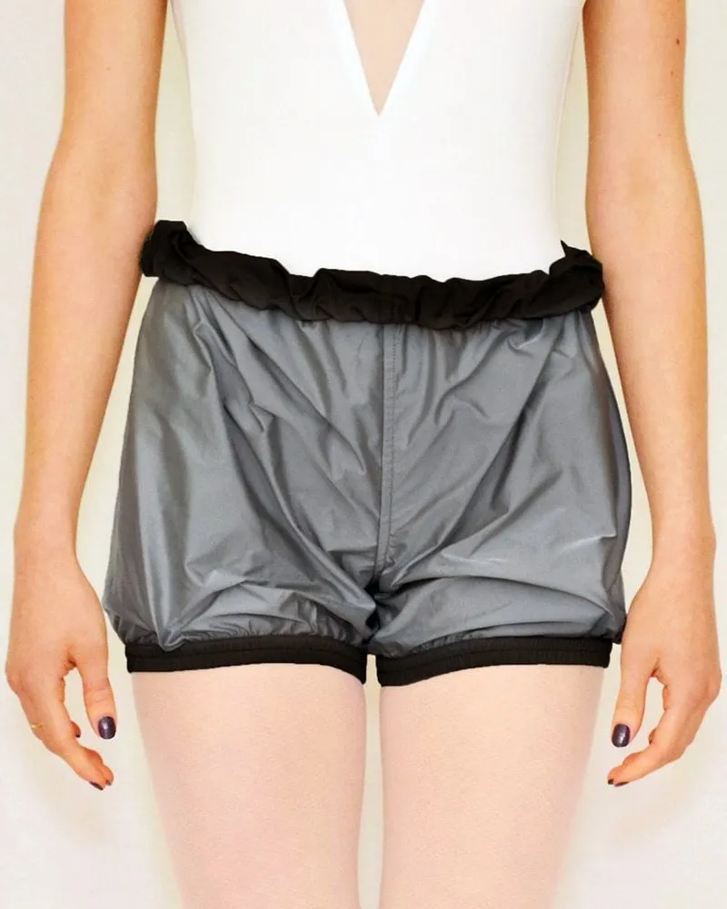 Bullet Pointe Ripstop Reversible Warmup Dance Shorts - Womens - Black/Grey