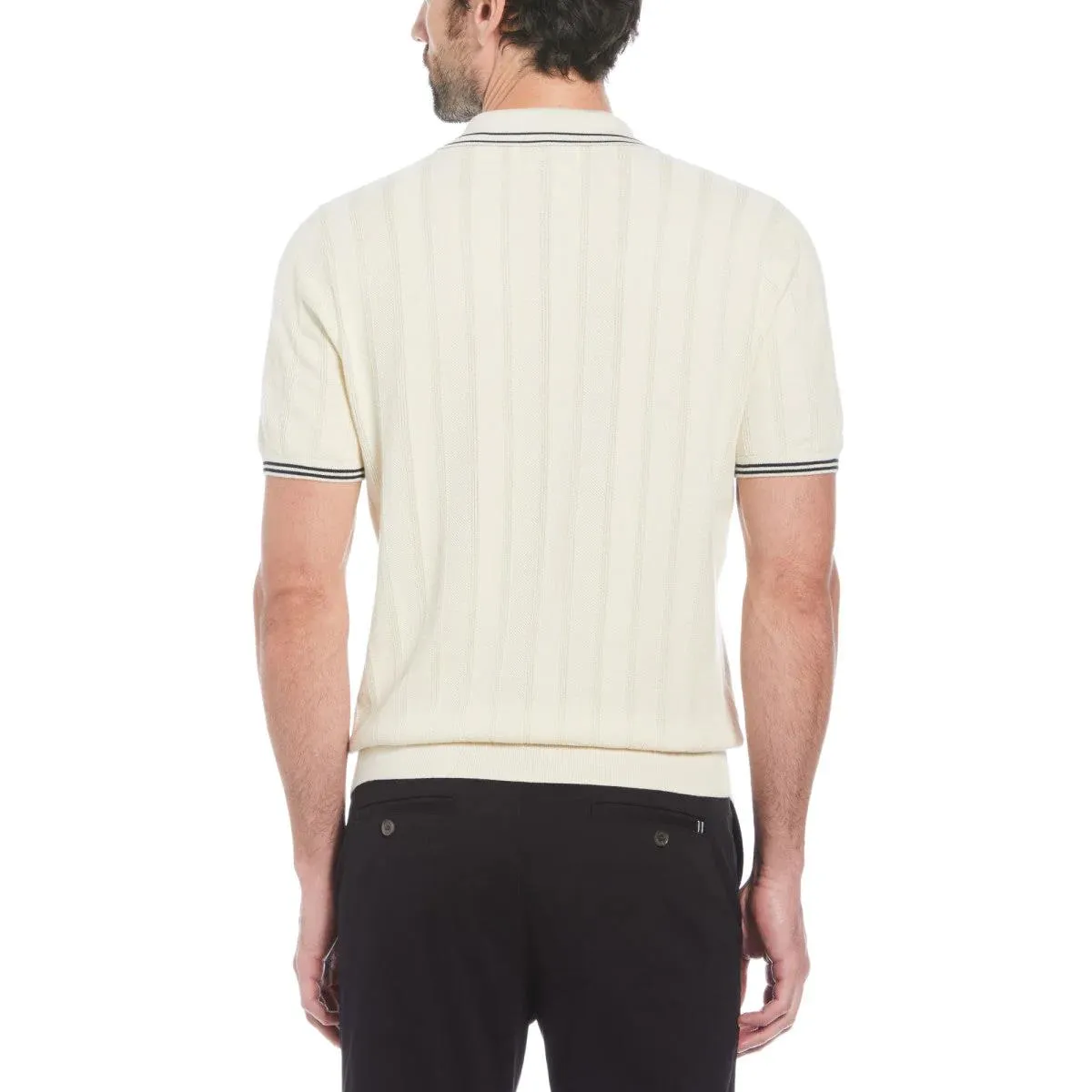 Cashmere Like Cotton Quarter Zip Polo Birch Beige - SS24