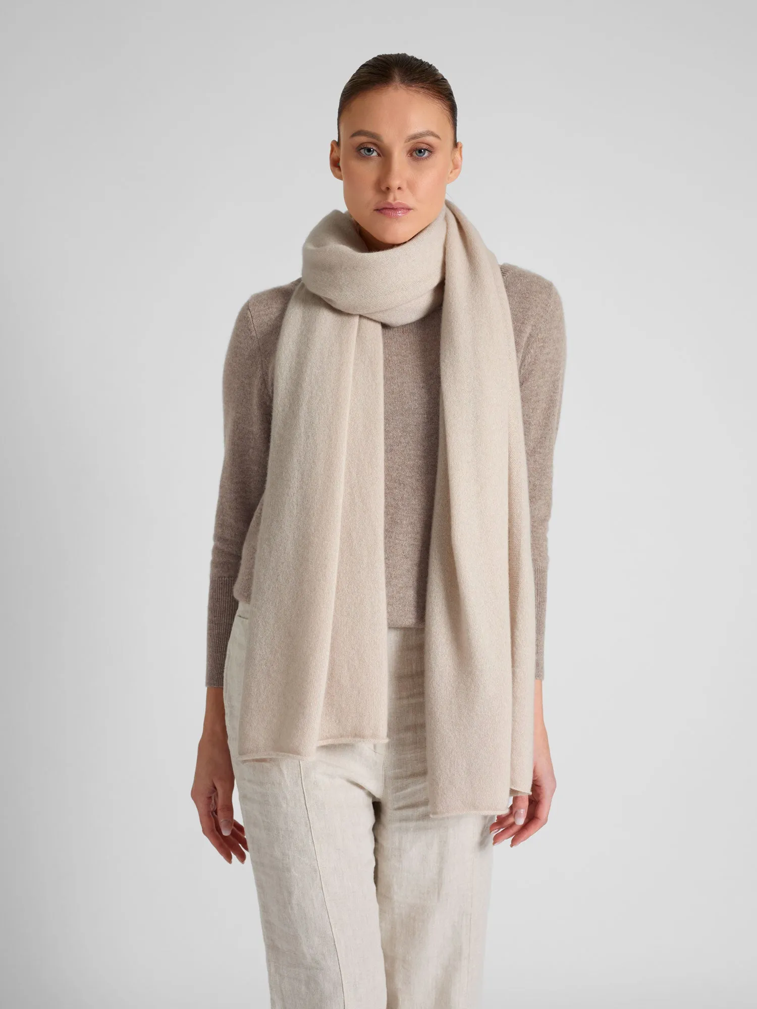 Cashmere scarf "Signature" - cream