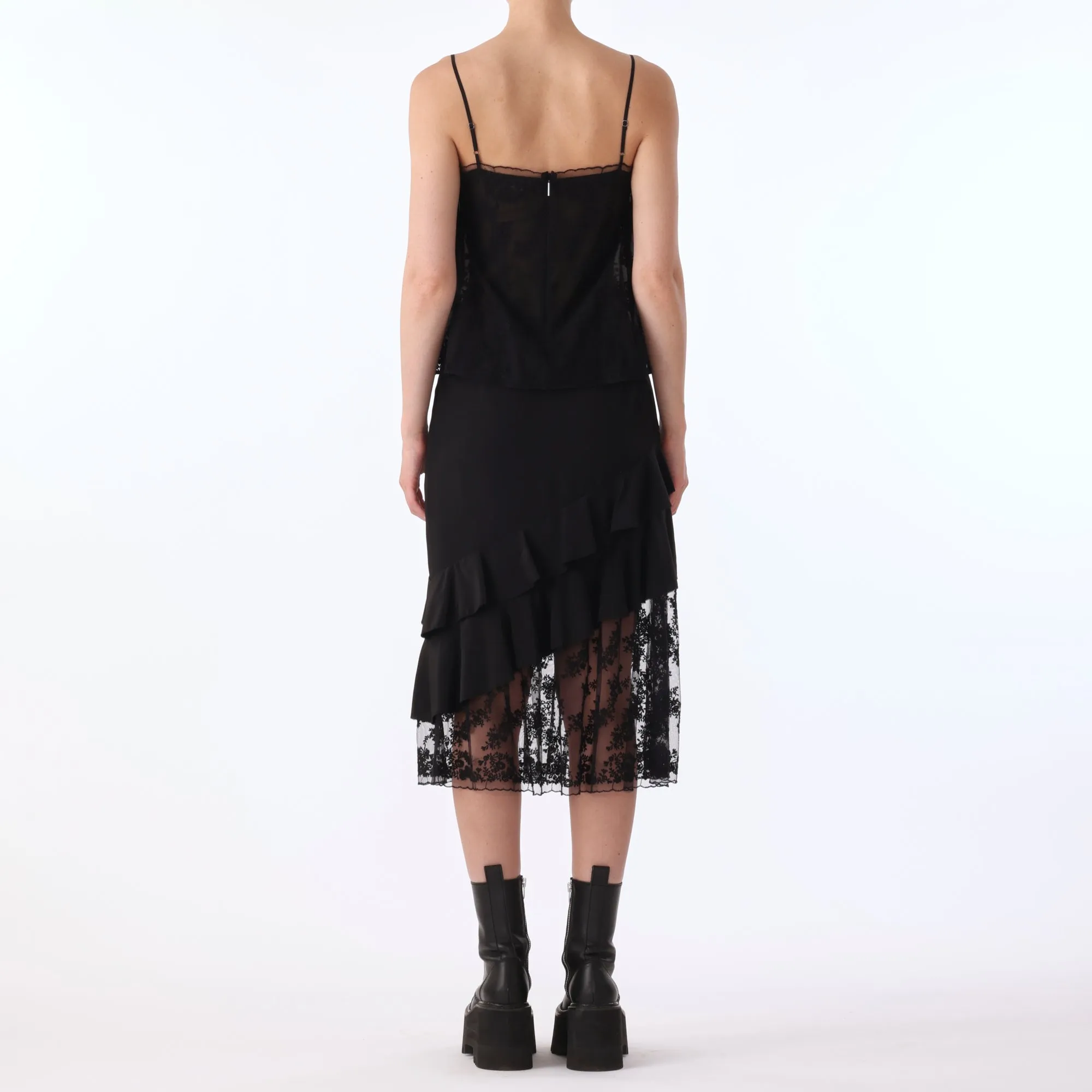 CDC RUFFLE SKIRT w/ EMBROIDERED LACE TULLE COMBO