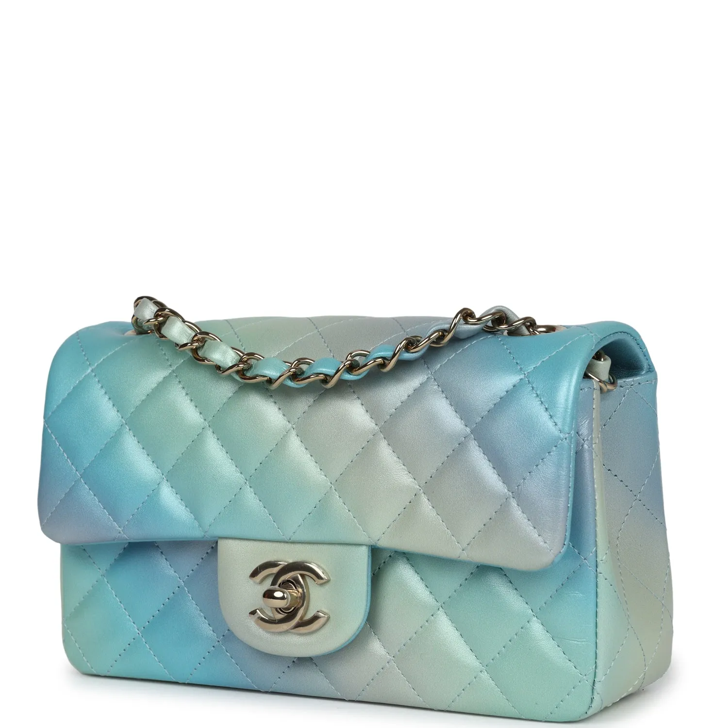 Chanel Mini Rectangular Flap Bag Iridescent Ombre Lambskin Light Gold Hardware