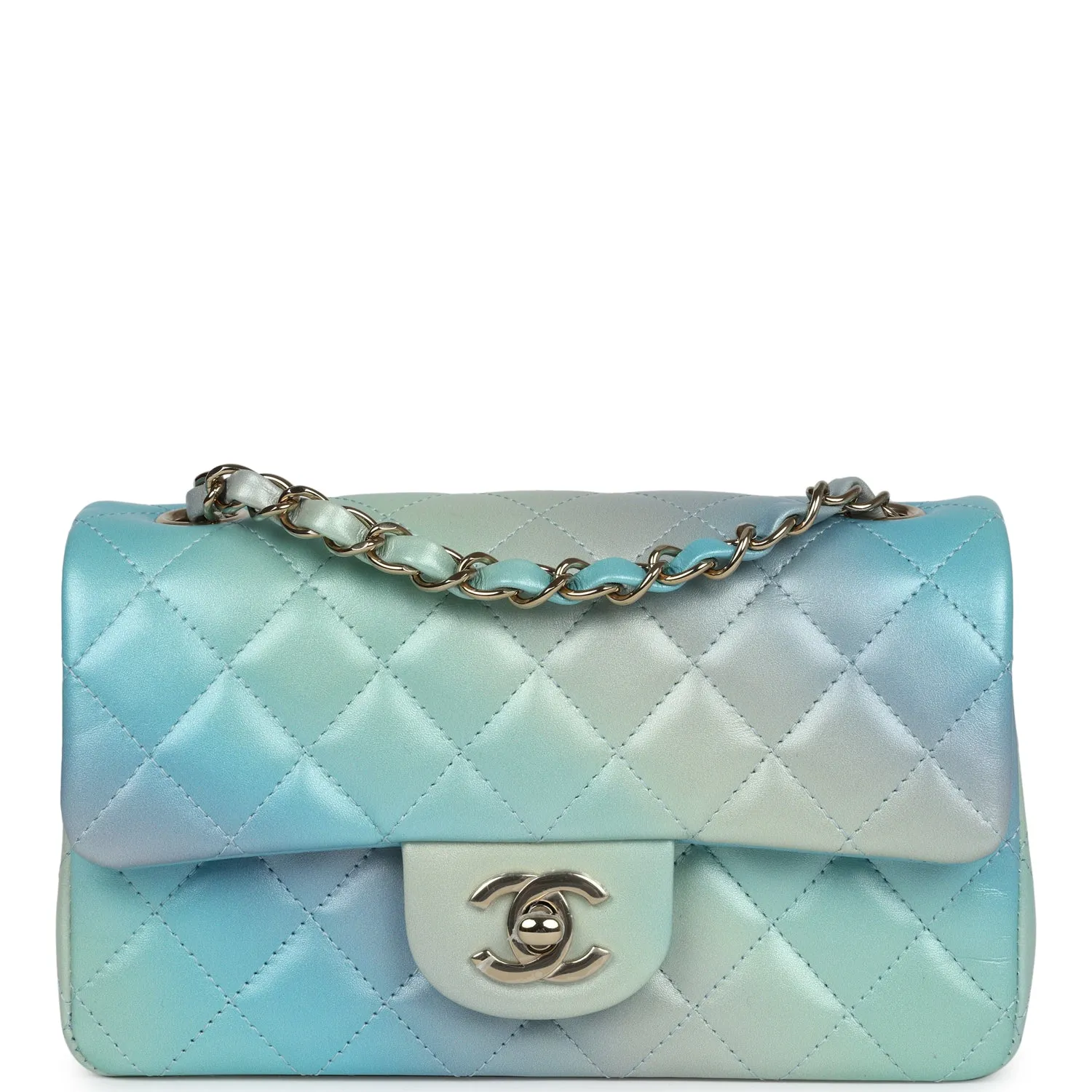 Chanel Mini Rectangular Flap Bag Iridescent Ombre Lambskin Light Gold Hardware