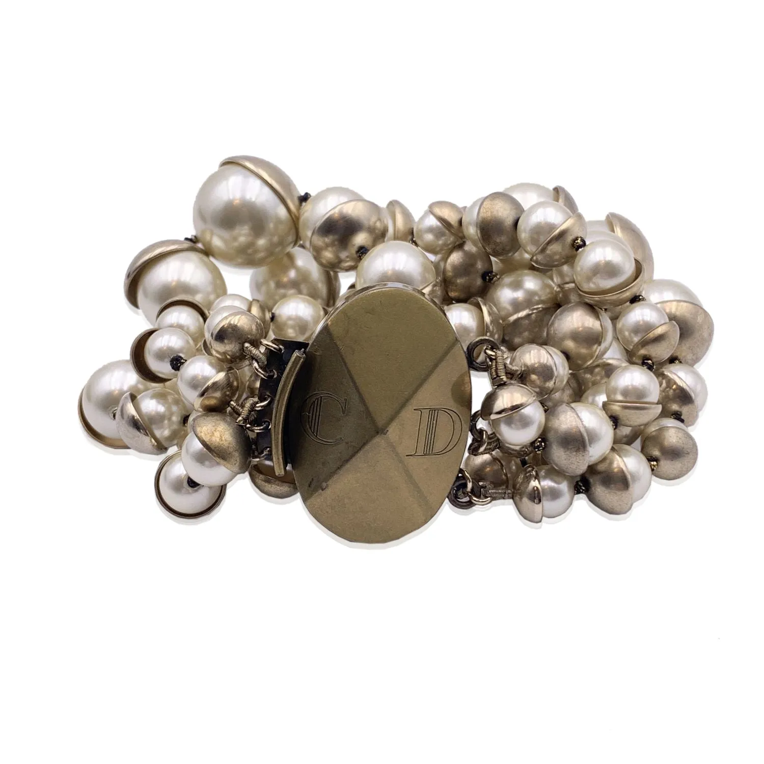 Christian Dior Mise en Dior Multistrand Pearls Cluster Bracelet