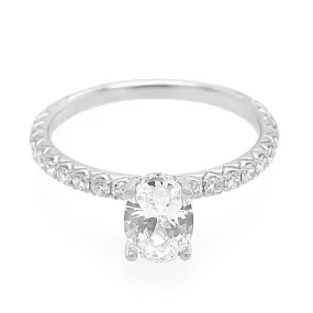 Classic Diamond Engagement Ring Setting with Diamond Pave Band, 0.46 cttw