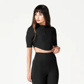 Code Ribbed Crop Top - Black