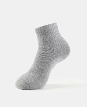 Compact Cotton Terry Ankle Length Socks With StayFresh Treatment - Mid Grey Melange