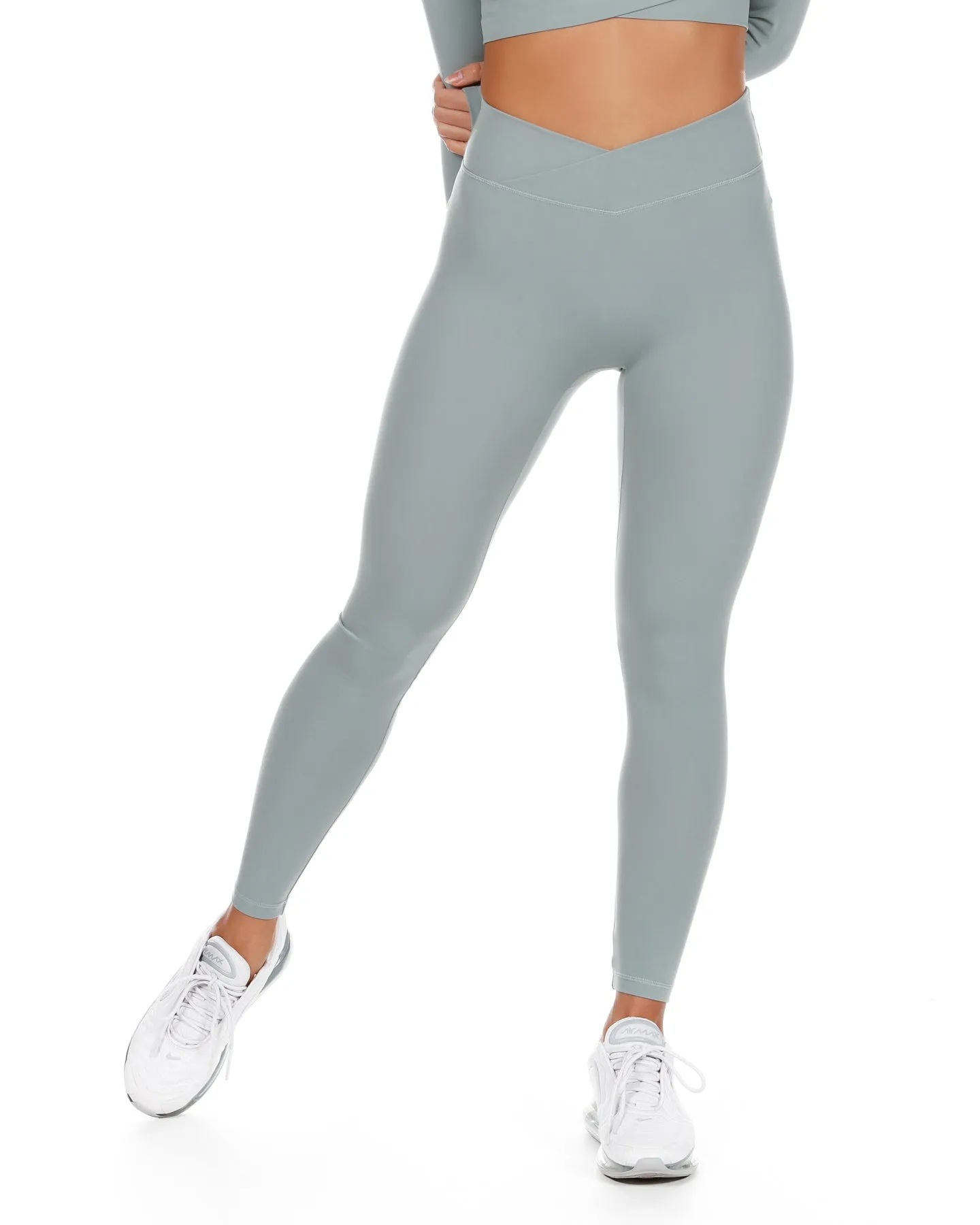 Cross Over Leggings - Pale Sage