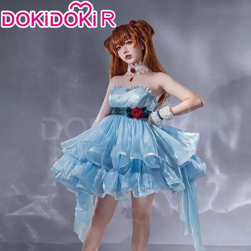 DokiDoki-R Anime Cosplay Costume Blue Gown Dress Female