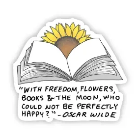 Freedom, Flowers and Books Sticker