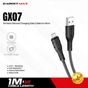 GADGET MAX GX07 MICRO 2.4A NANO SILICONE CHARGING DATA CABLE FOR MICRO (2.4A)(1M) - BLACK