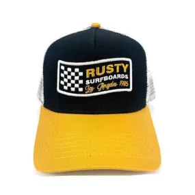 Gorra Rusty Racing Trucker Negro Amarillo