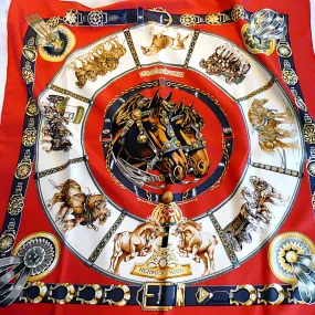 Hermes Silk Scarf Chevaux De Trait Mint Condition