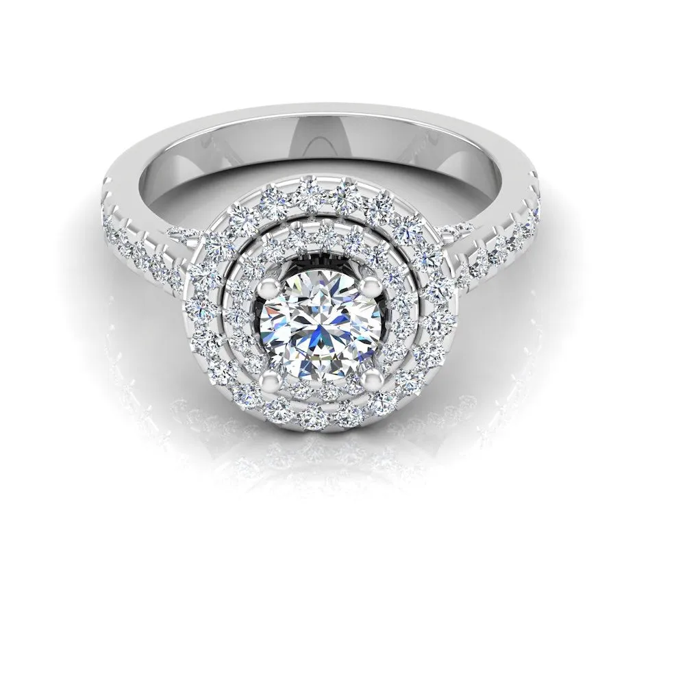 Hidden Halo Cathedral Brilliant Cut Moissanite Engagement Ring