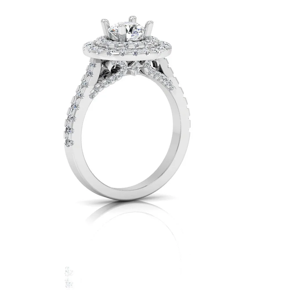 Hidden Halo Cathedral Brilliant Cut Moissanite Engagement Ring