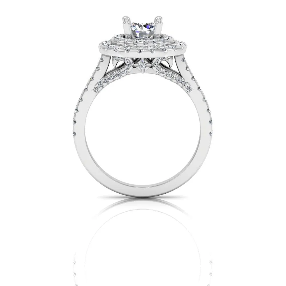 Hidden Halo Cathedral Brilliant Cut Moissanite Engagement Ring