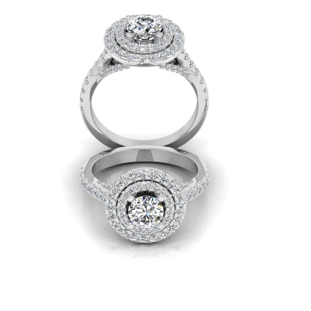 Hidden Halo Cathedral Brilliant Cut Moissanite Engagement Ring