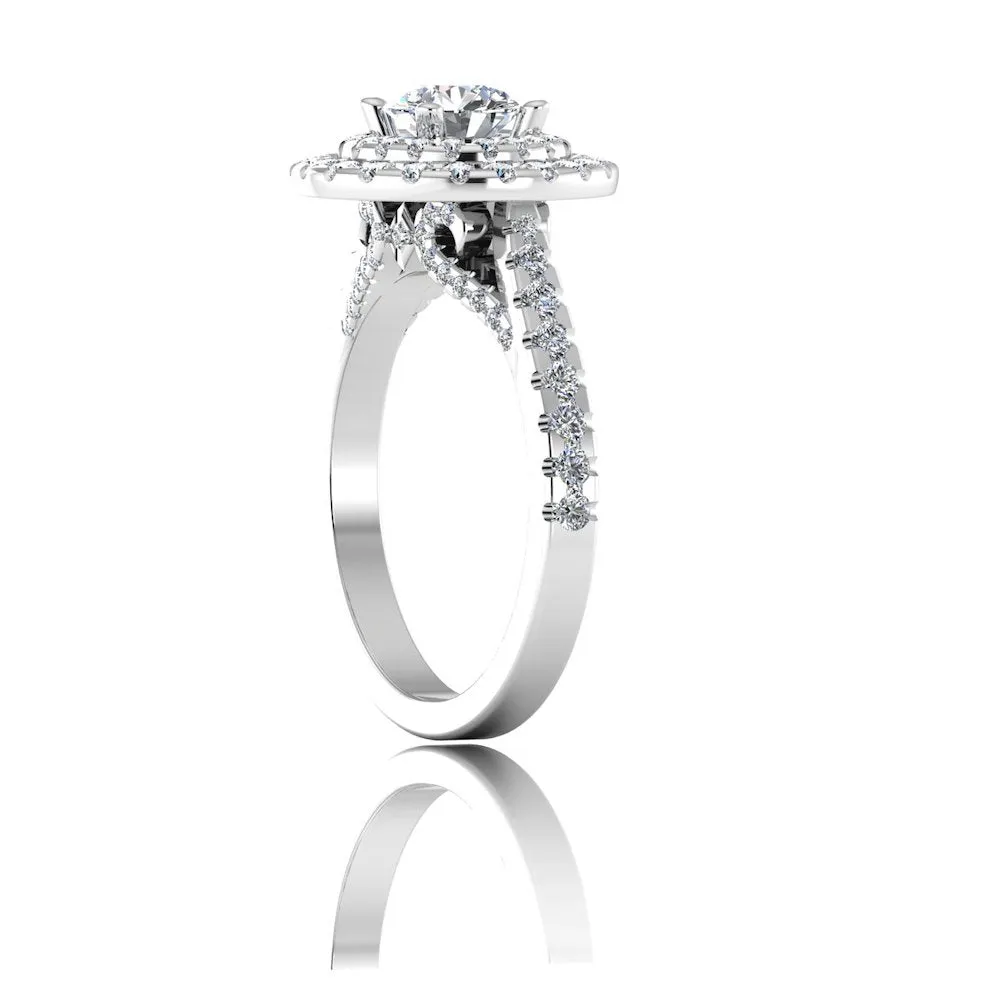 Hidden Halo Cathedral Brilliant Cut Moissanite Engagement Ring