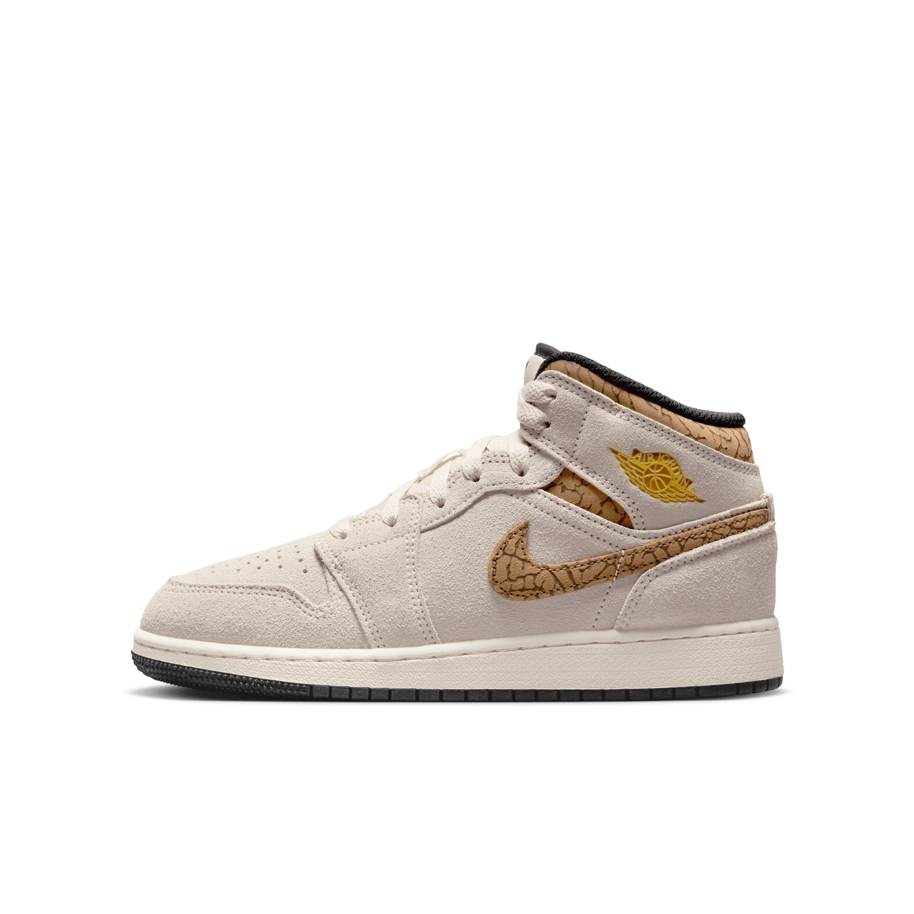 Jordan - Boy - GS Air Jordan 1 Mid SE - Brown/Metallic Gold/White