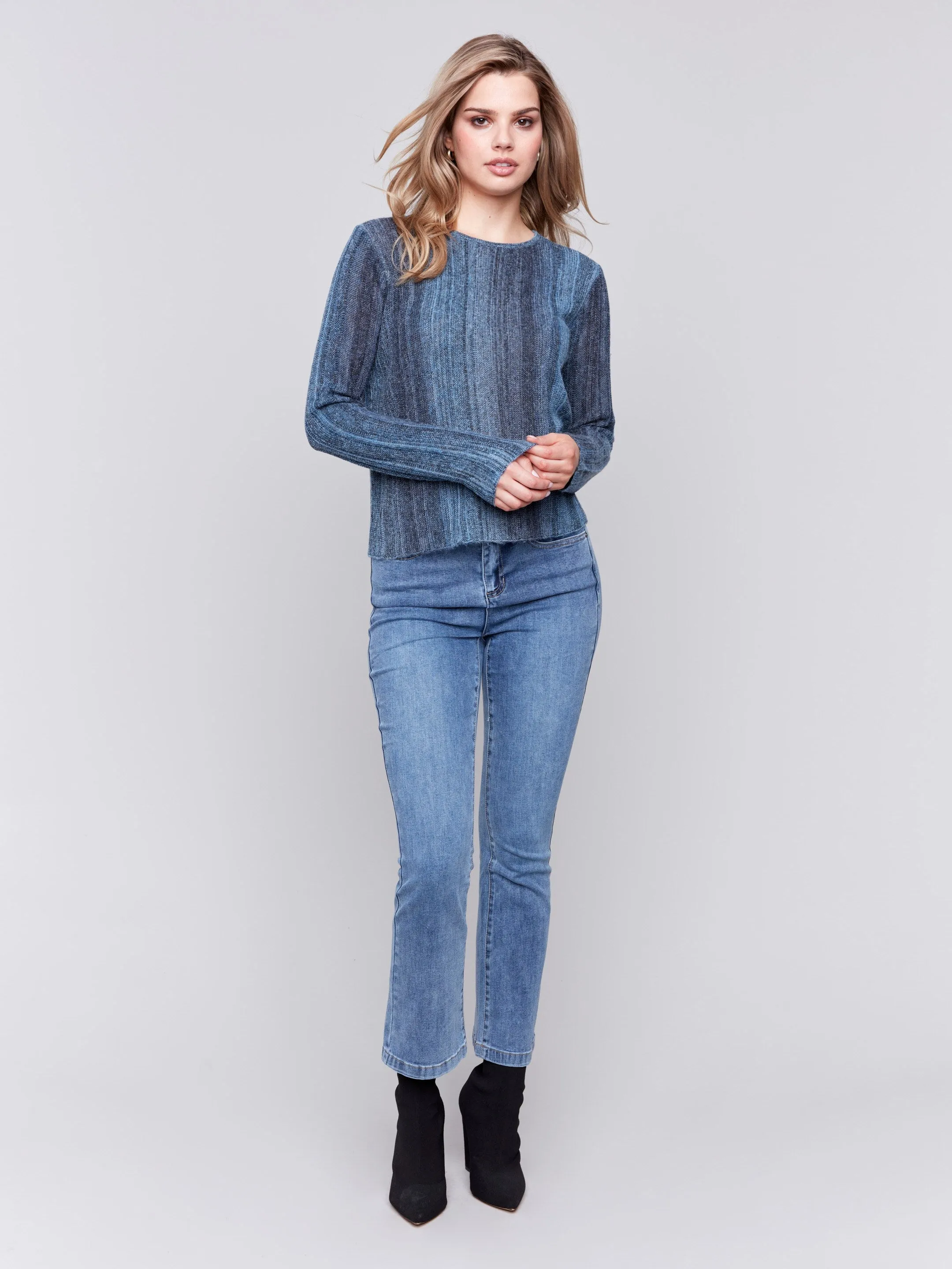 Lightweight Space Dye Yarn Sweater - Denim