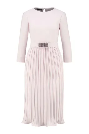 LUDWIGIA PALE PINK PLEATED COCKTAIL DRESS WITH THE BELT