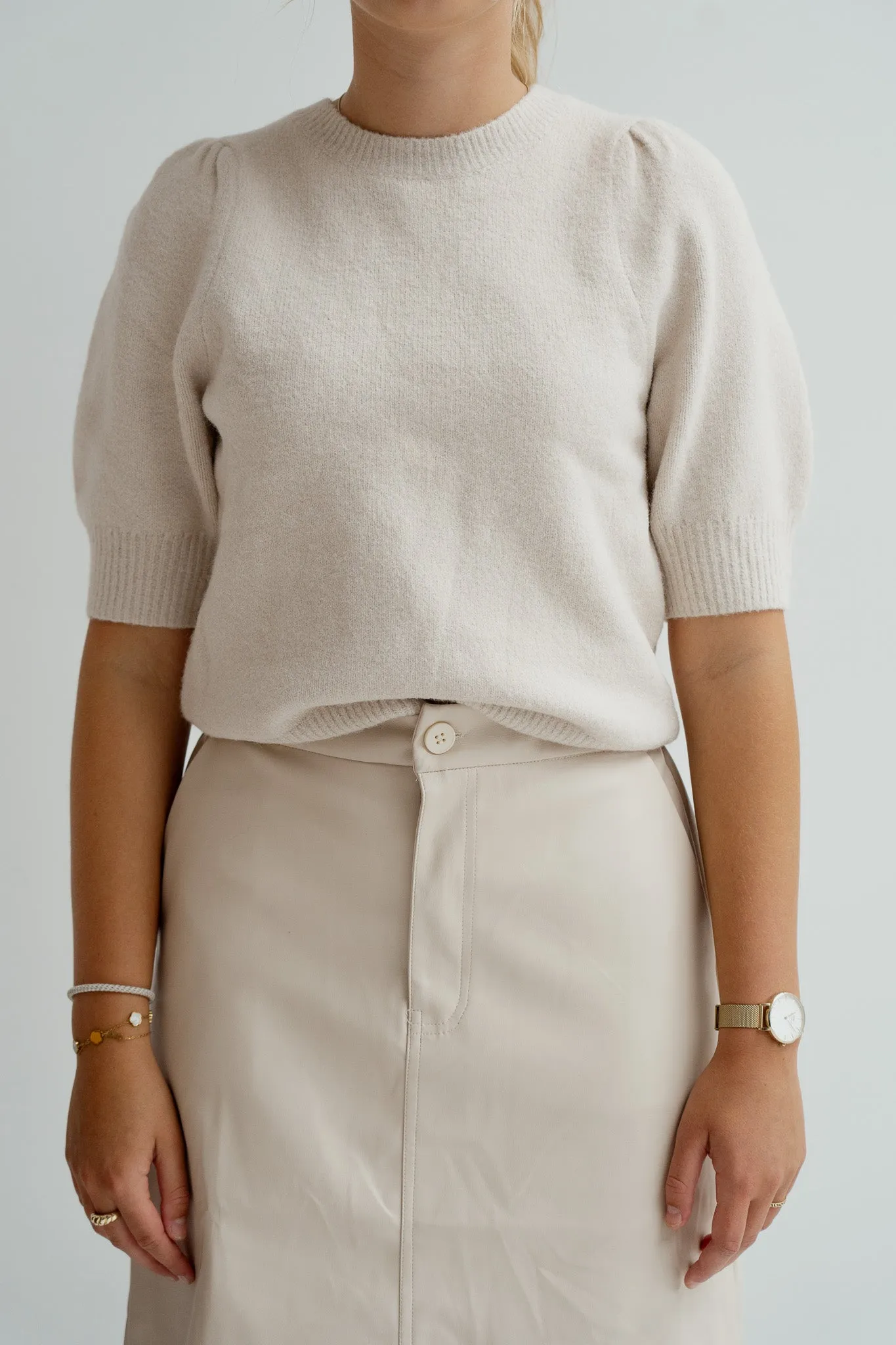 Martha bow knit tee ivory