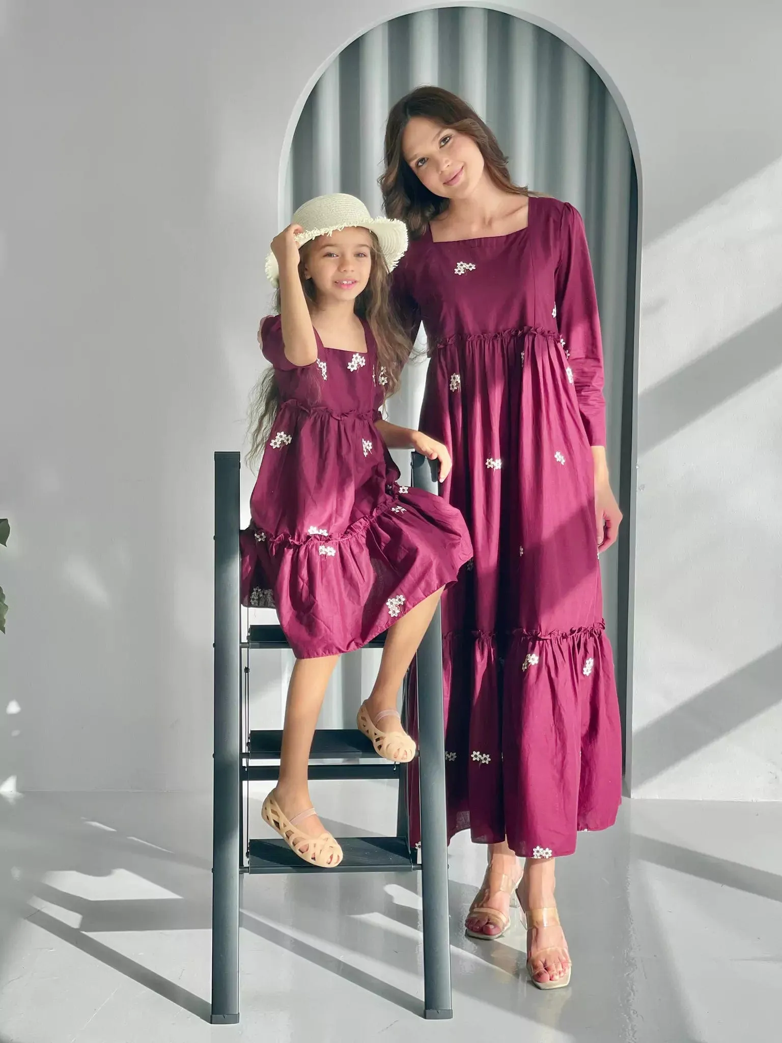 Nova Maroon Embroidered Dress