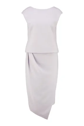 OLEARIA GRAY WOOL ASYMMETRICAL PENCIL DRESS