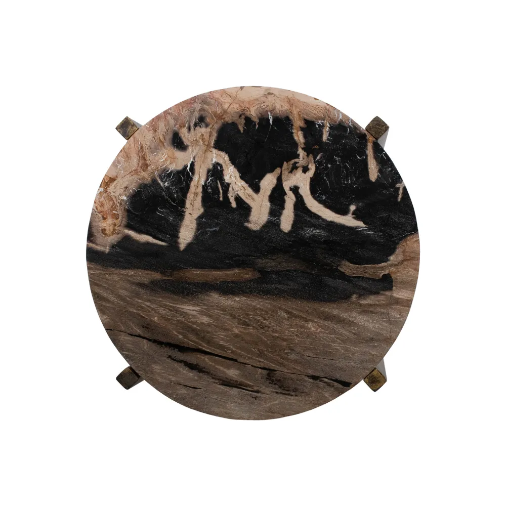 Petrified Wood Table - Black & Cream