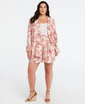 Plus Size Linen Blend Shorts Suit