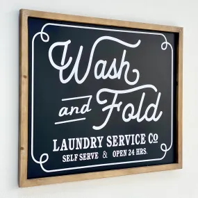 "Wash and Fold" Wood Rectangle Wall Art