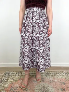 Recycled Nylon Batik Full Skirt in Cinnamon Multi