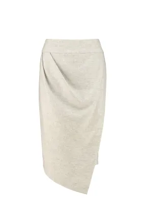 RHIZOPHORA LIGHT GRAY WOOL ASYMMETRIC PENCIL SKIRT