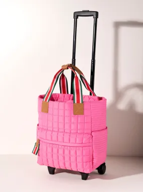 Shiraleah Ezra Quilted Nylon Roller Tote, Pink