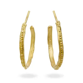 Single Beaded Gold Hoops