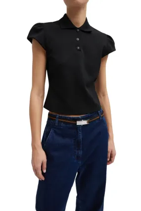 Tibi Luxe Pique Shrunken Polo Shirt