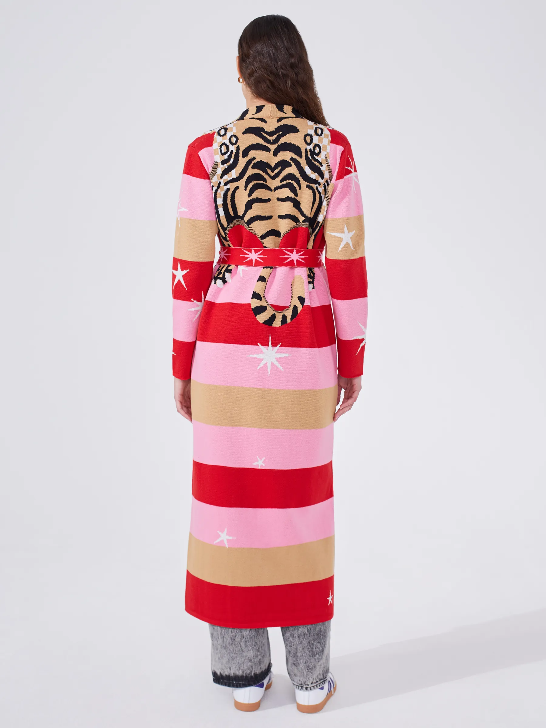 Tiger Stripe Cotton Jacquard Duster Pink