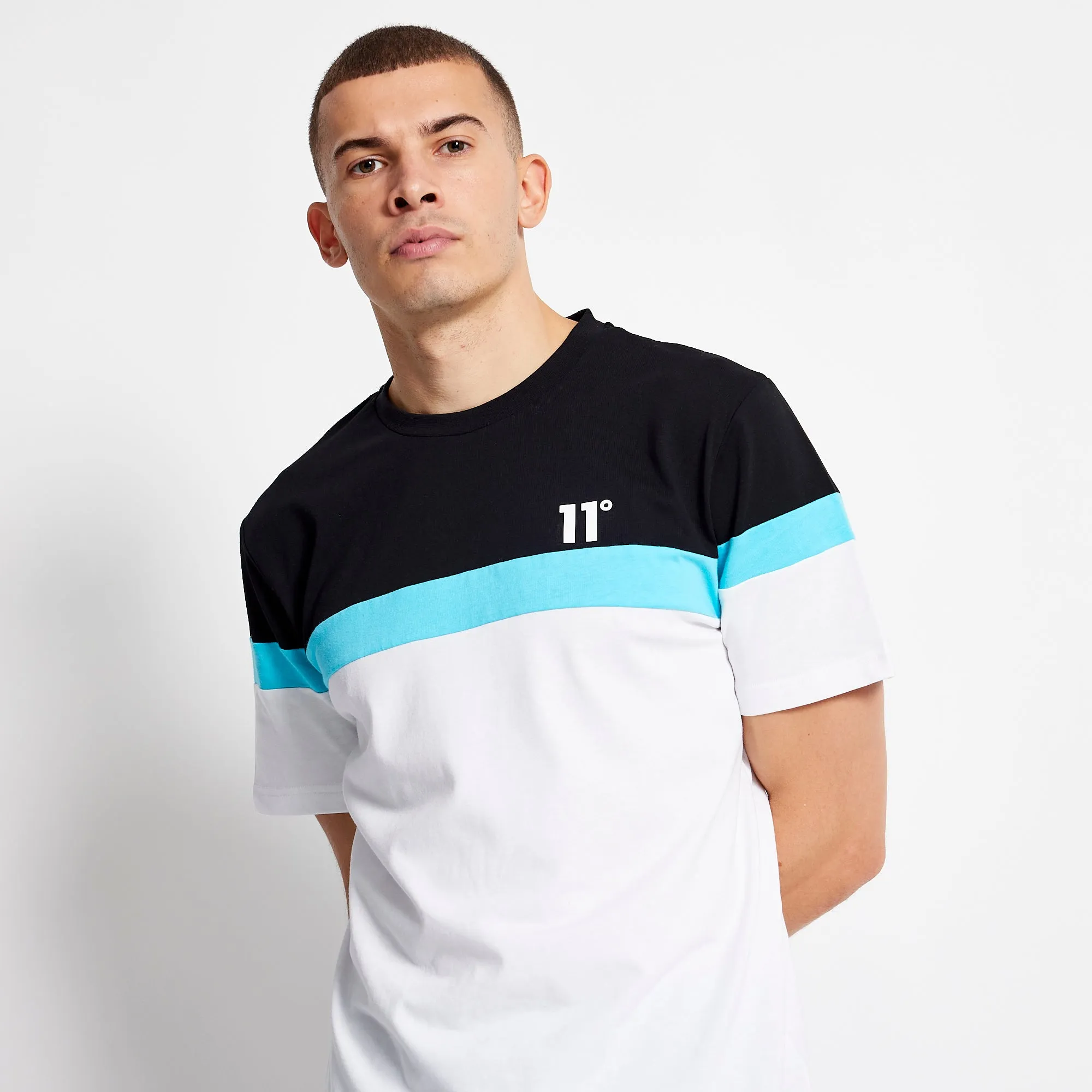 Triple Panel T-Shirt - White / Black / Capri Blue