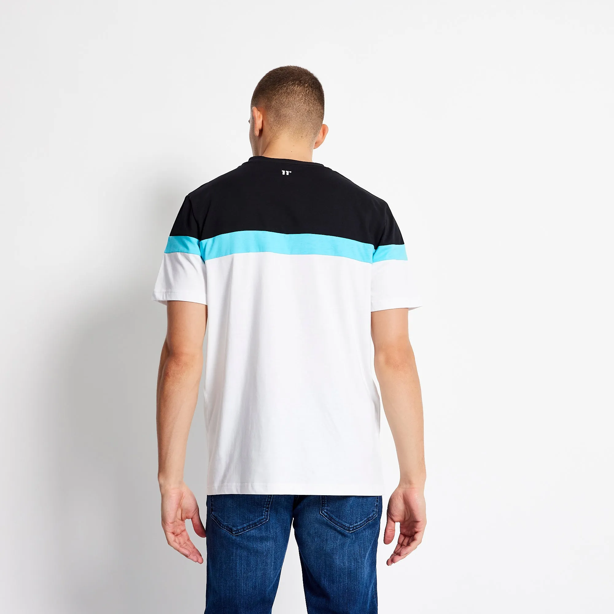 Triple Panel T-Shirt - White / Black / Capri Blue